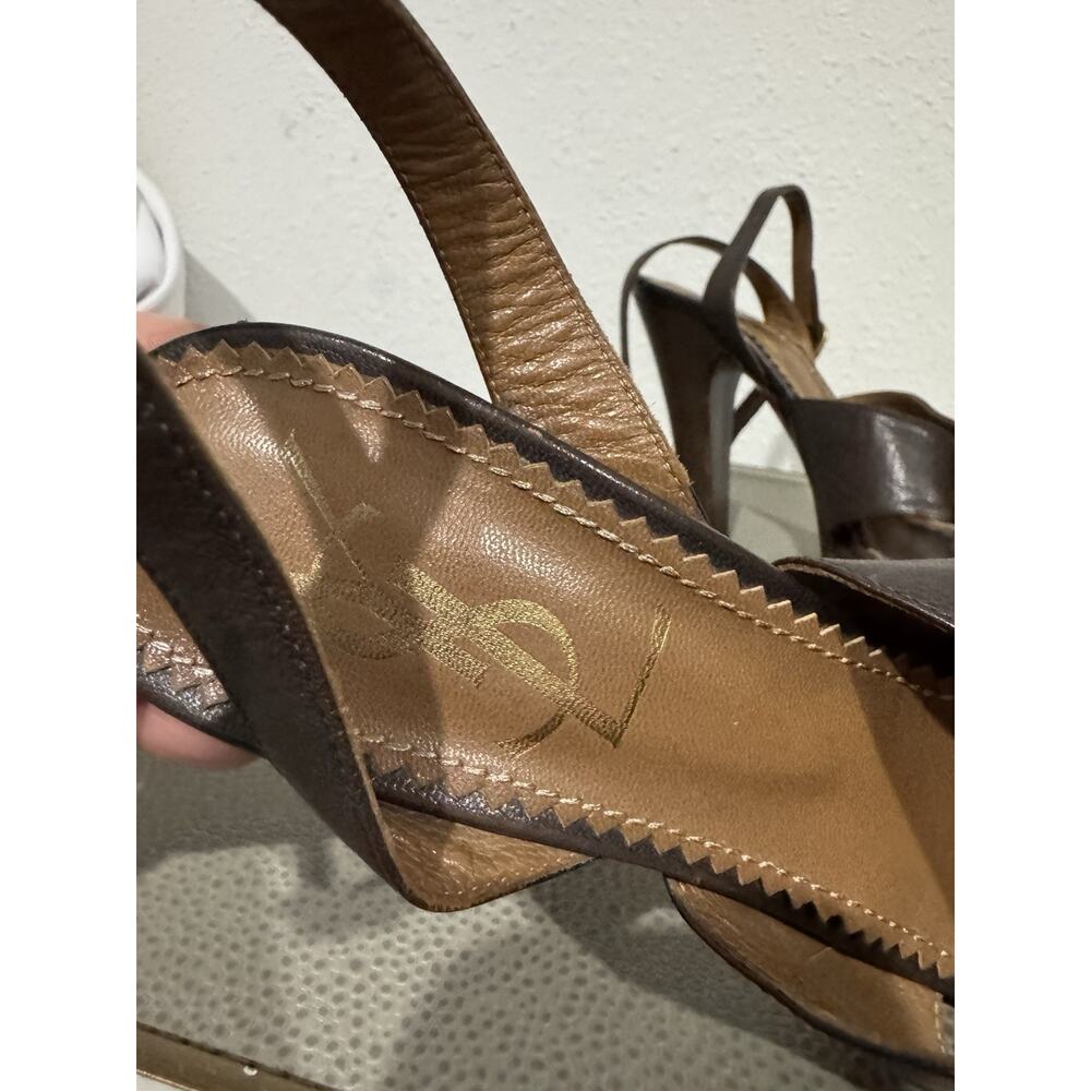 YSL RIVE GAUCHE AUTHENTIC ESPRESSO PLATFORM SANDAL HEELS VTG Y2K 38 - Picture 7 of 16